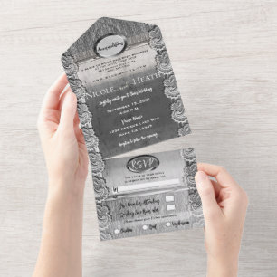 Renda Branca Antiga Cinza Madeira Prata Casamento