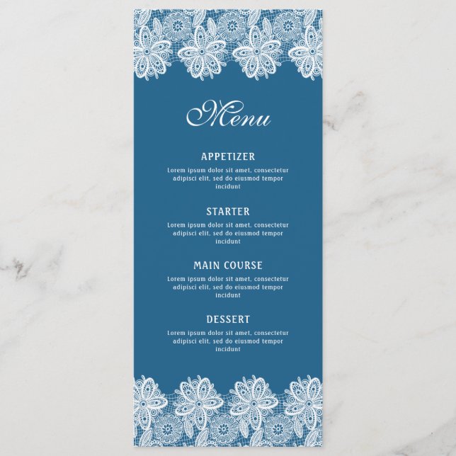 Renda Branca no Menu Clássico Azul (Frente)