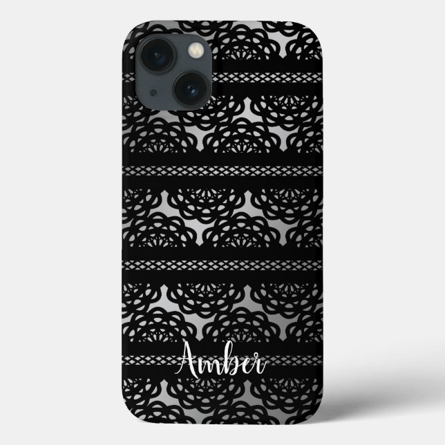 Renda Preta Com Gradiente Branco Cinza Personaliza (Verso)