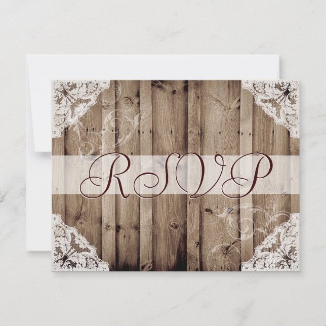 Rendimento de Renda Branco Antigo Casamento RSVP (Frente)
