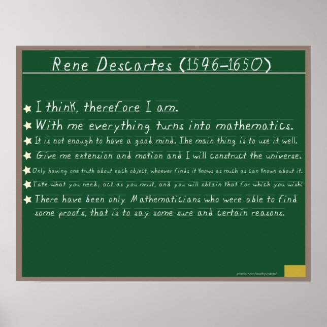 Rene Descartes Posters de Matemática (Frente)