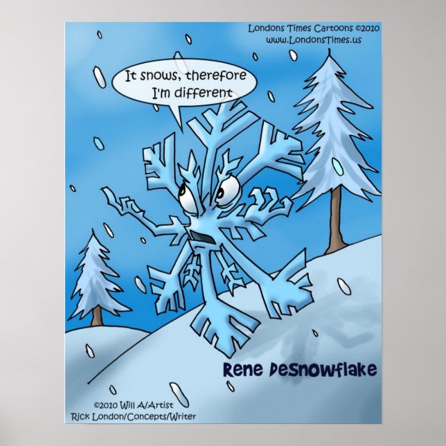 Rene Descartes Snowflake Posters Engraçados (Frente)