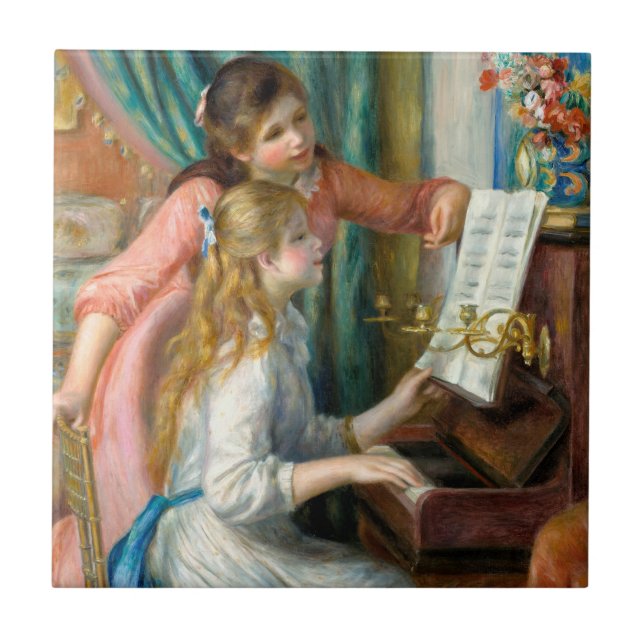 Renoir Girls no Piano Impressionismo Pintura (Frente)