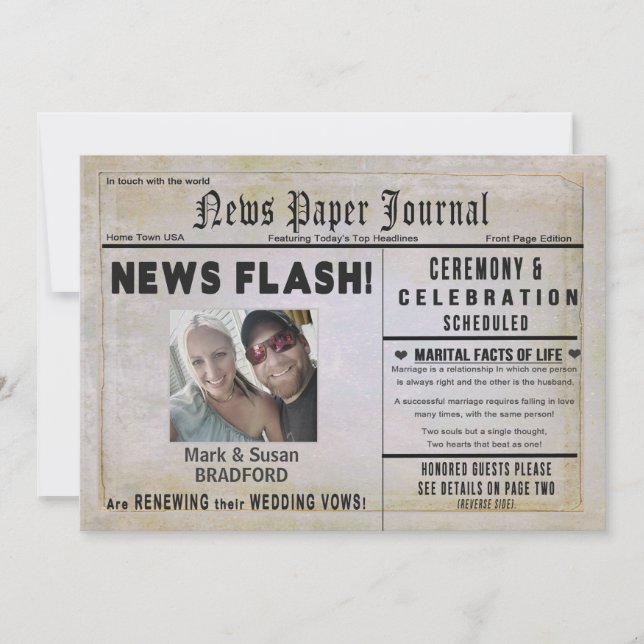 Renove Convite De Vows De Casamento, Novo Papel, F (Frente)