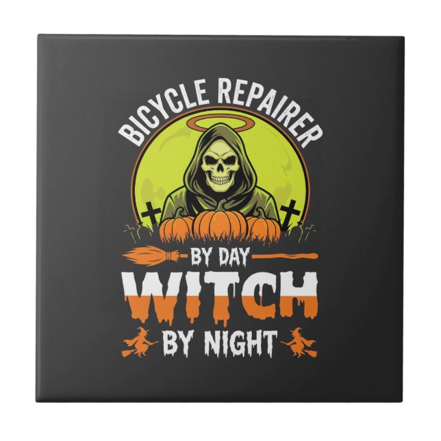Reparador de Bicicletas de Halloween de Dia Bruxa  (Frente)