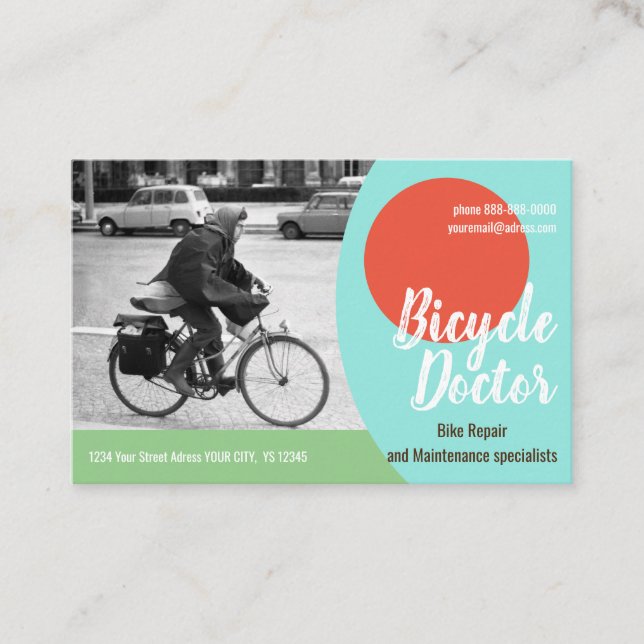 REPARO DE BICICLETA Euro, Cartão de visita de 3,34 (Frente)