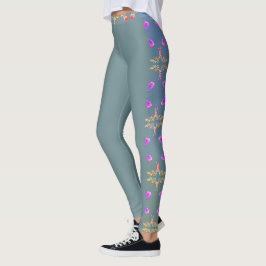 Repetir Rosa colorida em leggings de mosaicos azui