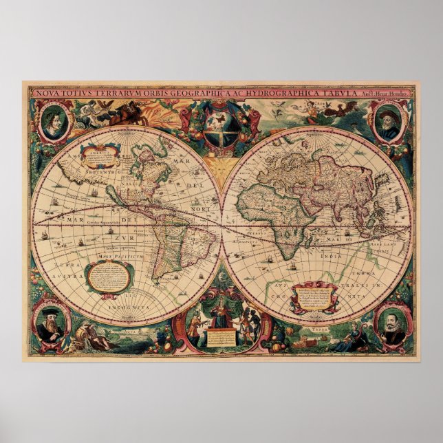 Replica Antique  Map of the World Poster (Frente)