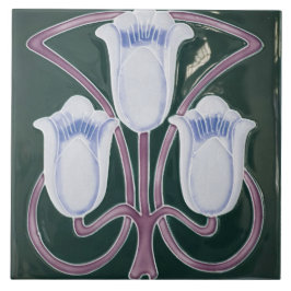 Réplica Arte Nova Eduardiana Tulipa Floral Verde-á