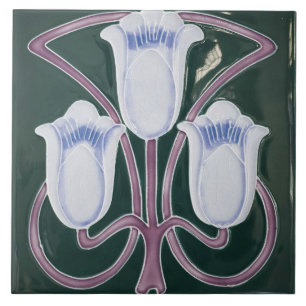 Réplica Arte Nova Eduardiana Tulipa Floral Verde-á