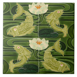 Réplica de Arte Novo Alemão Jugendstil Peixes de L