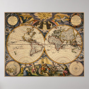 Réplica do Mapa Antiquado do poster Mundial