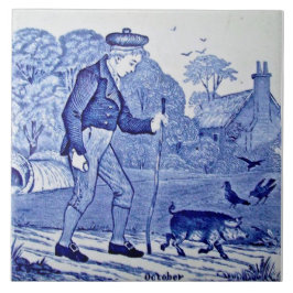 Repro 1879 Série de Calendário Azul Wedgwood outub