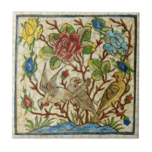 Repro Antique Birds - Rosas Pintados À Mão Persa