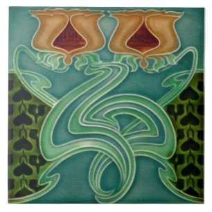 Repro Antique Richards Art Nouveau Floral Majolica