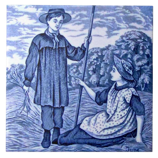 Repro Antique Wedgwood Blue Calendar Series junho (Frente)