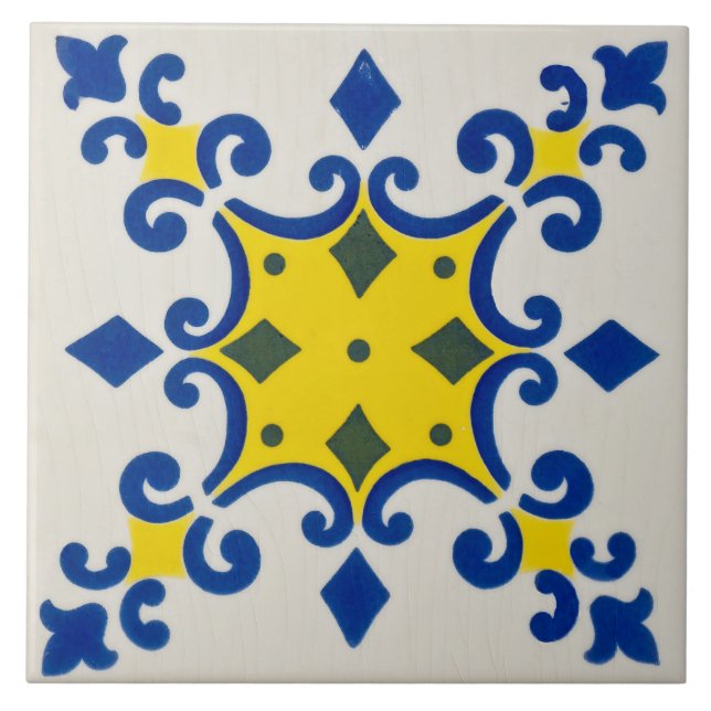 Repro Azulejos Português - Amarelo Geométrico (Frente)