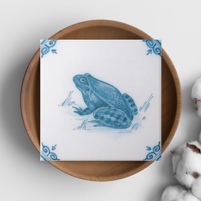 Repro Blue e White Sapo Delft (Repro Blue and White Frog Delft Tile)