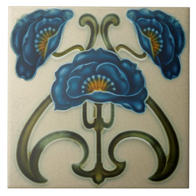 Repro Blue Poppies Art Noveau Azulejo cerâmico (Frente)