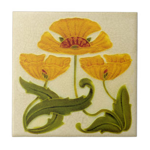Repro cerca de 1900 Pilkington Floral Art Nouveau
