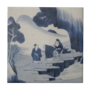 Repro Chinês Brussel Delft Azulejo Azul e Branco