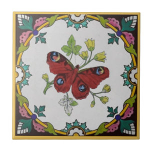 Repro Colorful 1870s Minton Peacock Butterfly