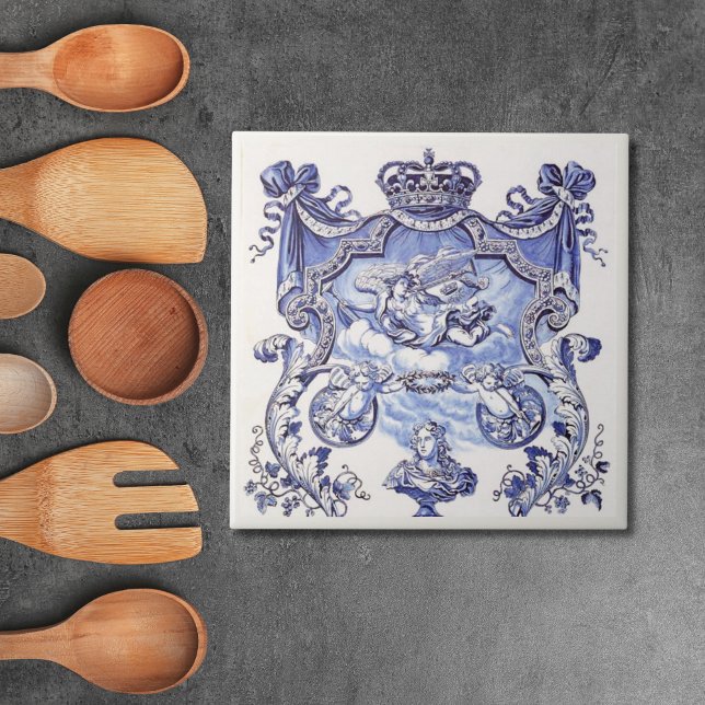 Repro Delft Azulejo Blue Royalty Bust (Repro Delft Tile Blue Royalty Bust
)