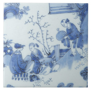 Repro Delft Azulejo Chinoiserie Decoupage Azul Bra