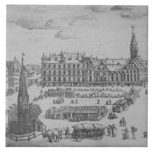 Repro Delft Azulejo Nuremberg Town Square Blue
