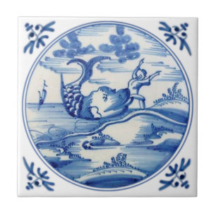 Repro Delft Biblical Jonah e a Baleia 1700