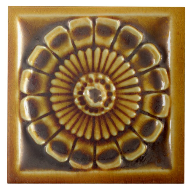 Repro Espanhol Azulejos Mustard Azulejo Floral (Frente)