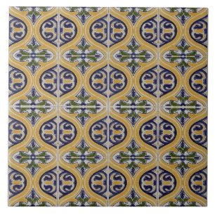 Repro Espanhol Geométrico Azulejos Azulejo Amarelo