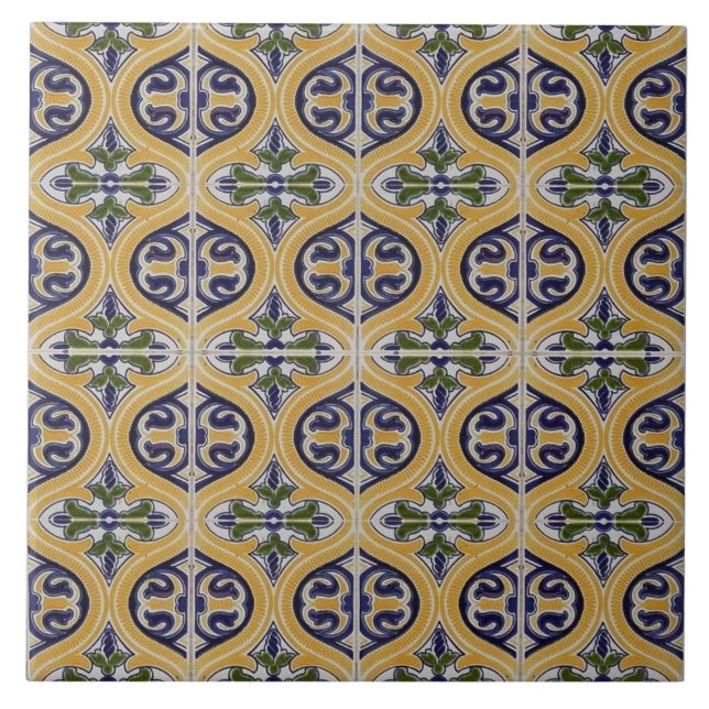 Repro Espanhol Geométrico Azulejos Azulejo Amarelo (Frente)