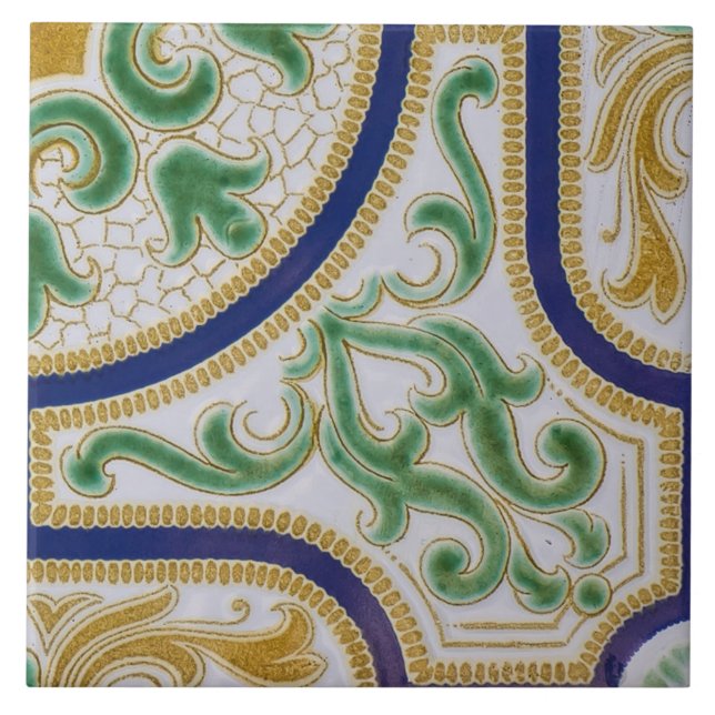 Repro Espanhol Geométrico Azulejos Azulejo Amarelo (Frente)