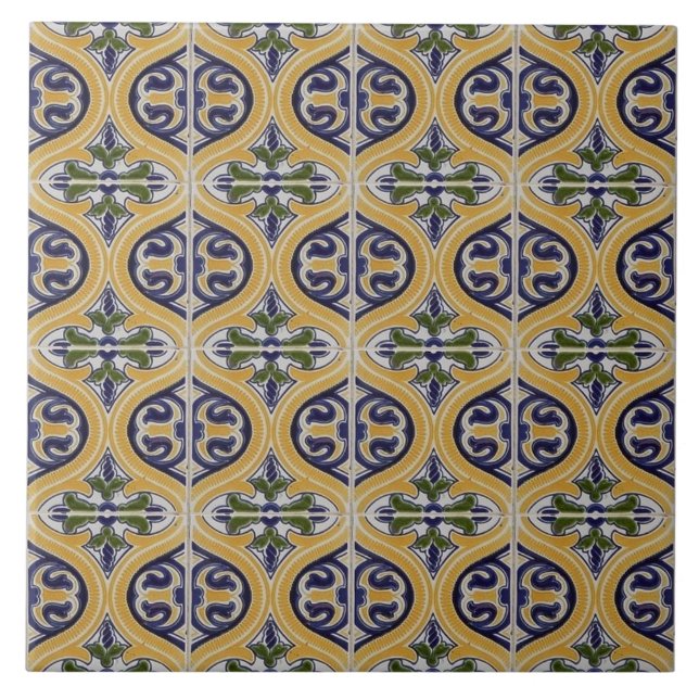 Repro Espanhol Geométrico Azulejos Azulejo Amarelo (Frente)