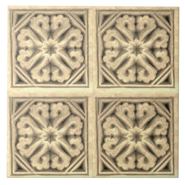 Repro Espanhol Padrão Floral alivio Faux Til (Frente)