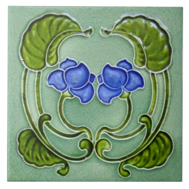 Repro Floral Verde Azul Nouveau - Arte Simétrica (Frente)