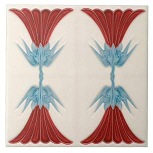 Repro German Art Nouveau Jugendstil Flower Azulejo