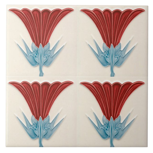 Repro German Art Nouveau Jugendstil Flower Azulejo (Frente)