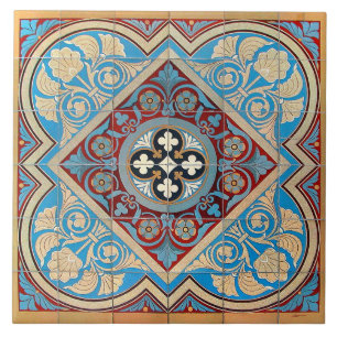 Repro German Geométrico Art Nouveau Jugendstil Blu