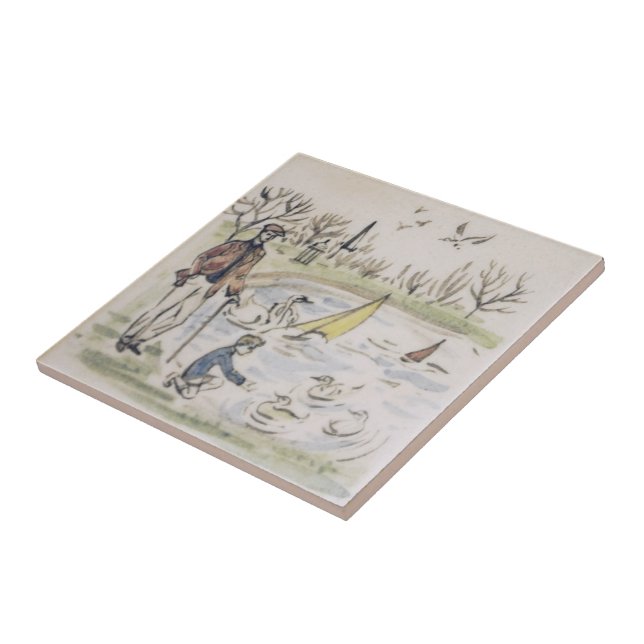 Repro Hyde Park Pond pato de Londres Azulejo vitor (Lateral)