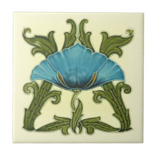 Repro Minton Art Nouveau Azulejo Azul Cerâmico