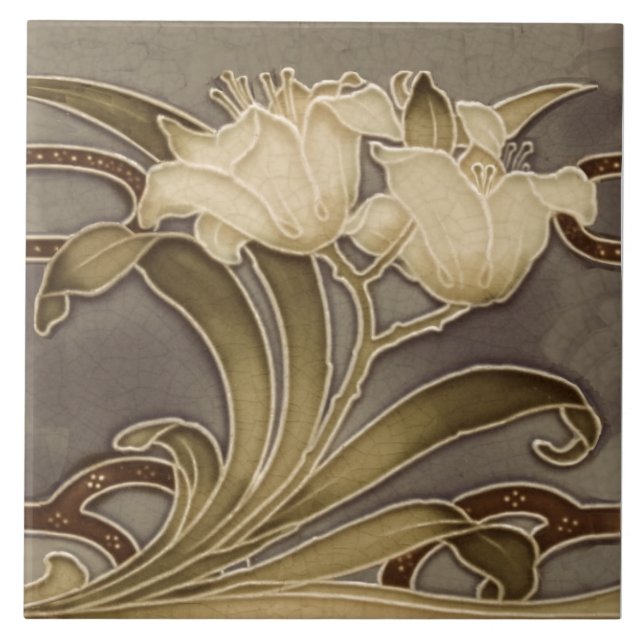 Repro Minton Art Nouveau Lillies (Neutrais) Fronte (Frente)