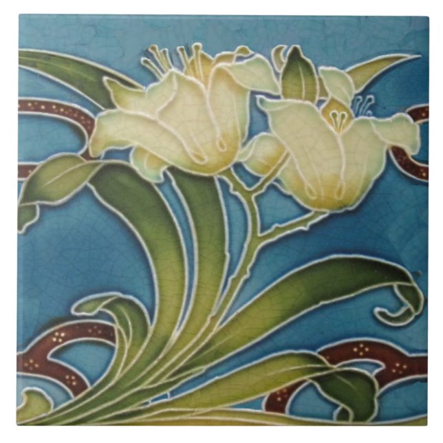 Repro Minton China Glazed Art Nouveau Lily Border (Frente)
