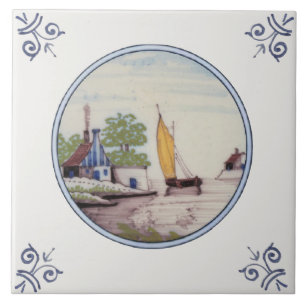 Repro Scenic Delft Polychrome Sailboat, Casa