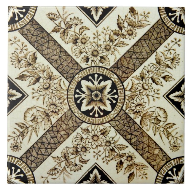 Repro Victorian 1880 Sepia Geometric Floral (Frente)