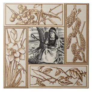 Repro VIctorian Bo Peep Nursery Rhyme Transferware