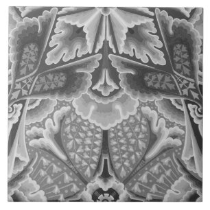 Repro Vintage Cinzas Geométricas Azulejo Floral
