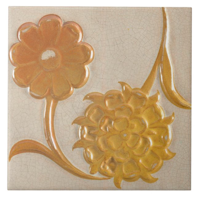 Repro Vintage yellow sunflower De Morgan azulejos (Frente)
