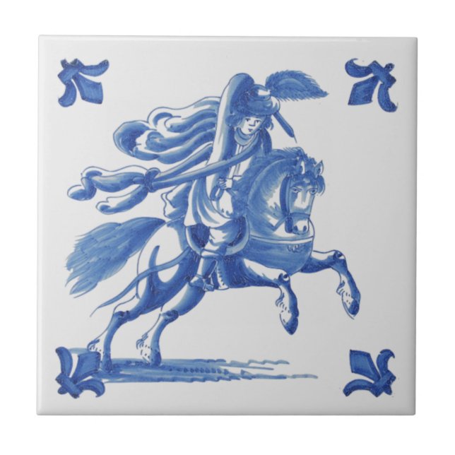 Reprodução Antiquada de Cavalo Azulejo Azul (Frente)